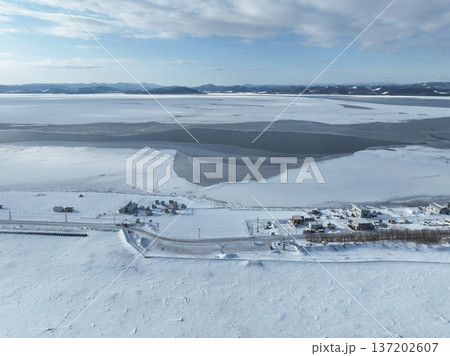 北海道サロマ湖三里浜キャンプ場の冬景色 137202607