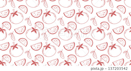 Ripe tomato fruits seamless pattern 137203542