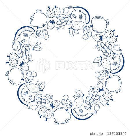 Round fruit hand drawn frame 137203545