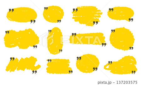 Yellow text shapes with quotation marks 137203575