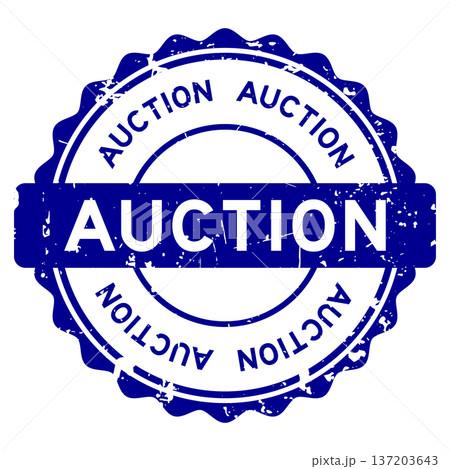 Grunge blue auction word round seal stamp on white background Grunge blue auction word round seal stamp on white background 137203643