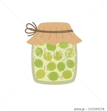 Gooseberry jam, sweet food. Vector Cartoon Illustration Gooseberry jam, sweet food. Vector Cartoon Illustration 137204178