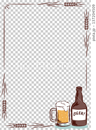 Retro hand-drawn beer frame vertical 137204509