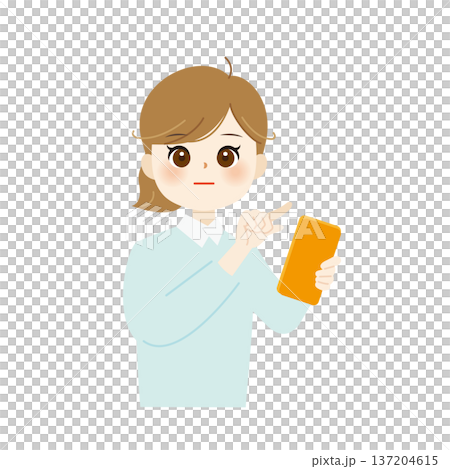 一位女性正在操作智慧型手機的插圖 02 137204615