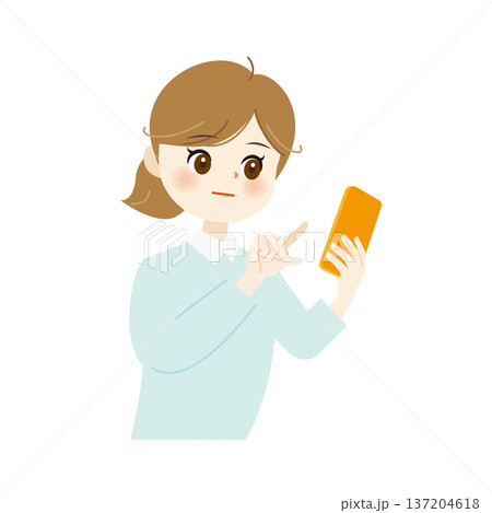 スマホを操作する女性のイラスト12 スマホを操作する女性のイラスト12 137204618