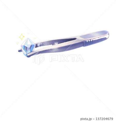 結晶を掴むピンセット 137204679