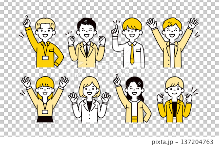 一組簡單的上半身向量插圖,描繪了一位年輕、充滿活力的商務人士的各種姿勢。 一組簡單的上半身向量插圖,描繪了一位年輕、充滿活力的商務人士的各種姿勢。 137204763