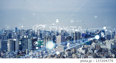 都市と通信ネットワークのコンセプトイメージ 都市と通信ネットワークのコンセプトイメージ 137204779