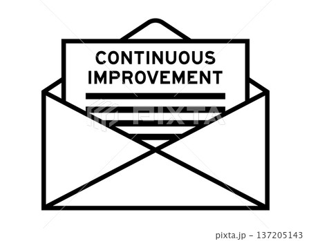 Envelope and letter sign with word continuous improvement as the headline Envelope and letter sign with word continuous improvement as the headline 137205143