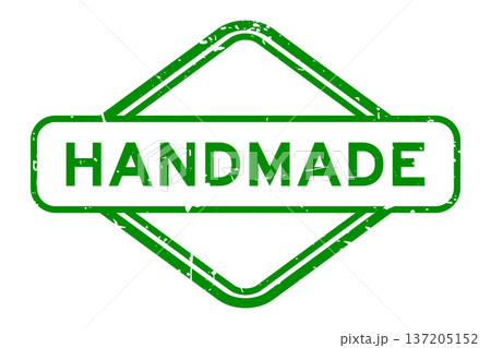 Grunge green handmade word rubber seal stamp on white background 137205152