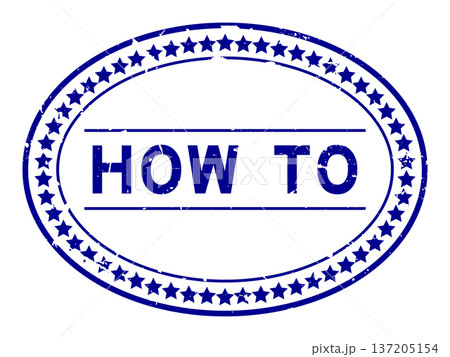 Grunge blue how to word oval rubber seal stamp on white background 137205154