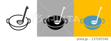 シンプルな中華鍋ラインアイコン 137205340