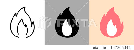 炎のシンプルなラインアイコン 137205346