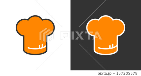 コック帽のシンプルなカラーアイコン 137205379