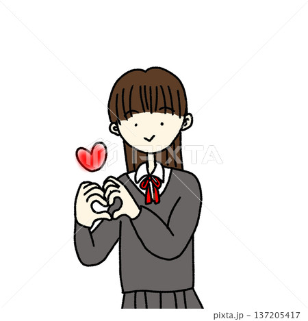 ハートを持つ女子学生のイラスト 137205417