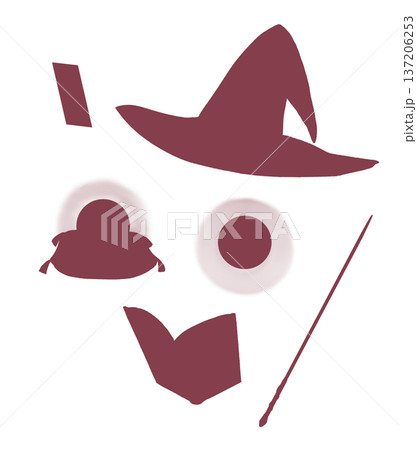 魔法使い 道具 セット シルエット 魔法使い 道具 セット シルエット 137206253