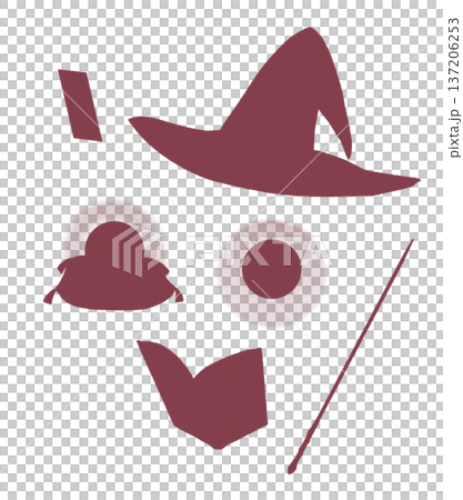 魔法使い 道具 セット シルエット 魔法使い 道具 セット シルエット 137206253