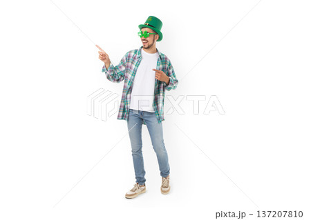 St Patrick's Day fun with a man in green hat, isolated, PNG St Patrick's Day fun with a man in green hat, isolated, PNG 137207810