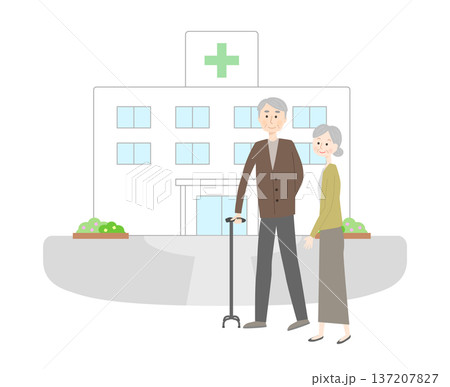 病院に行くシニア夫婦 137207827