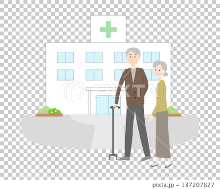 病院に行くシニア夫婦 137207827