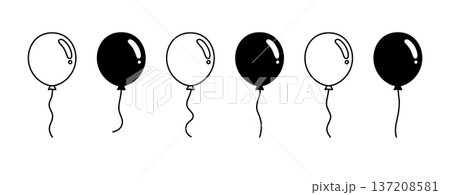 モノクロのシンプルな風船　ベクター 137208581