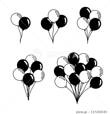 モノクロの風船ブーケセット　ベクター 137208585