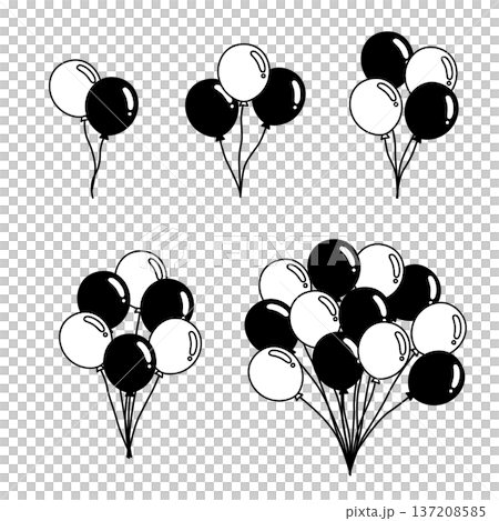 モノクロの風船ブーケセット　ベクター 137208585