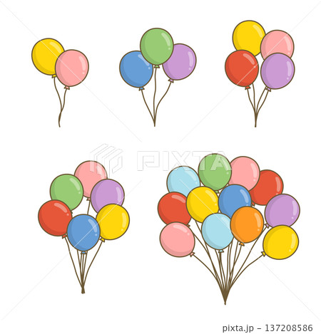 カラフルな風船ブーケセット　ベクター 137208586