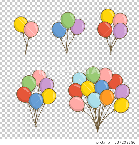 カラフルな風船ブーケセット　ベクター 137208586