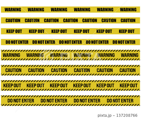 危険・注意のテープのベクター素材 Yellow and black caution tape set 危険・注意のテープのベクター素材 Yellow and black caution tape set 137208766