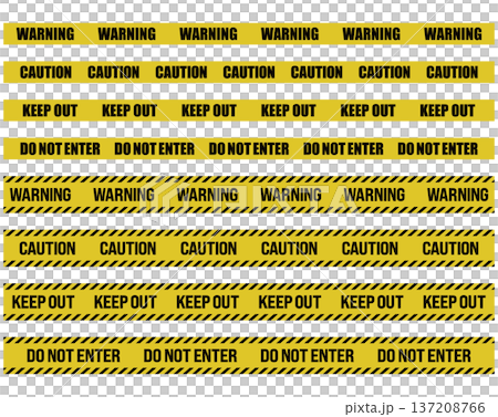 Danger and caution tape vector material Yellow and black caution tape set 137208766