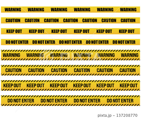 危険・注意のテープのベクター素材　Yellow and black caution tape set 137208770