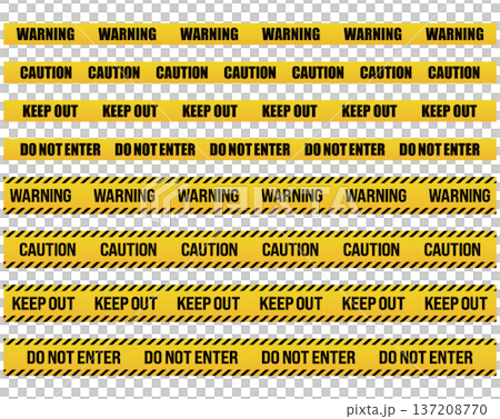 危険・注意のテープのベクター素材　Yellow and black caution tape set 137208770