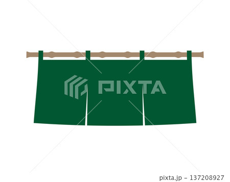 深緑色の暖簾のイラスト 137208927