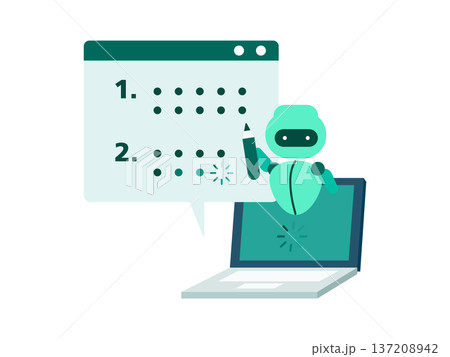 ノートパソコンで文章を要約し出力するAIロボット 137208942