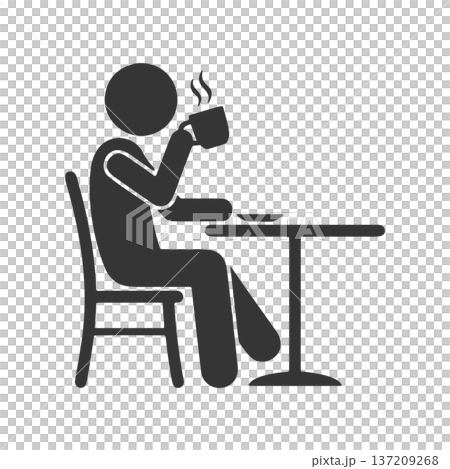 Coffee drinking person silhouette icon Coffee drinking person silhouette icon 137209268