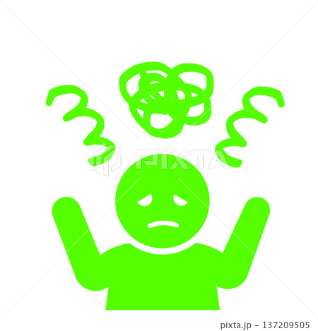 混乱してパニックになる人物アイコン(緑) 137209505