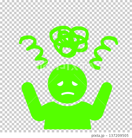 混乱してパニックになる人物アイコン(緑) 137209505