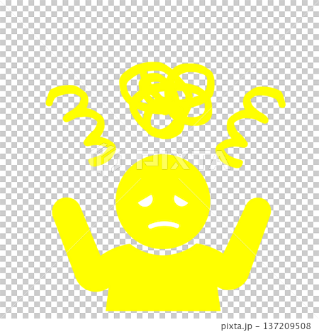 混乱してパニックになる人物アイコン(黄色) 137209508