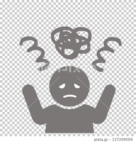 Confused and panicked person icon (gray Confused and panicked person icon (gray 137209509