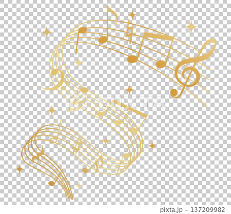 Flowing musical notes illustration (gold) 137209982