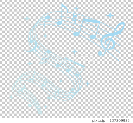 流動的音符插圖（藍色） 137209983