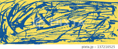 Messy expressive yellow and blue brush stroke paint splashes, scribbles and random scratch grain background. Urban street punk wall with dynamic line with halftone noise. Vector brush abstract texture Messy expressive yellow and blue brush stroke paint splashes, scribbles and random scratch grain background. Urban street punk wall with dynamic line with halftone noise. Vector brush abstract texture 137210525