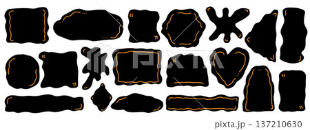 Quote note frames. Abstract geometric shapes with irregular edges. Wavy arch, oval, square and triangle frames set. Rectangle, hearts shape with undulate borders for text. Box arch forms isolated Quote note frames. Abstract geometric shapes with irregular edges. Wavy arch, oval, square and triangle frames set. Rectangle, hearts shape with undulate borders for text. Box arch forms isolated 137210630