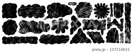 Paint spray wavy geometric shapes with noise set. Text boxes grainy textured frames. Circle, rectangle square figures. Vector hand-drawn quote stickers. Triangle, speech bubble grunge callout figure Paint spray wavy geometric shapes with noise set. Text boxes grainy textured frames. Circle, rectangle square figures. Vector hand-drawn quote stickers. Triangle, speech bubble grunge callout figure 137210631