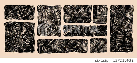 Organic wavy rectangular shapes drawn with crayon texture. Curved frame collection featuring wavy edges, abstract forms, and playful borders ideal for promo banners. Vector crayon shapes isolated Organic wavy rectangular shapes drawn with crayon texture. Curved frame collection featuring wavy edges, abstract forms, and playful borders ideal for promo banners. Vector crayon shapes isolated 137210632