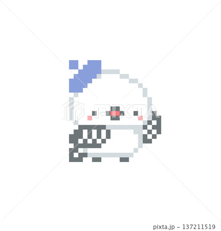 青いベレー帽とシマエナガのドット絵 137211519