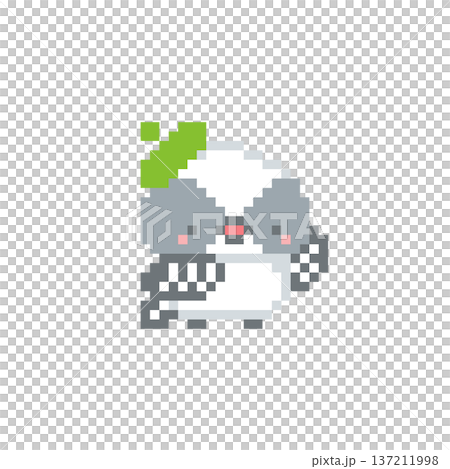 Pixel art of a green beret and a long-tailed tit chick Pixel art of a green beret and a long-tailed tit chick 137211998