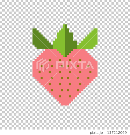 紅色草莓像素畫 137212069