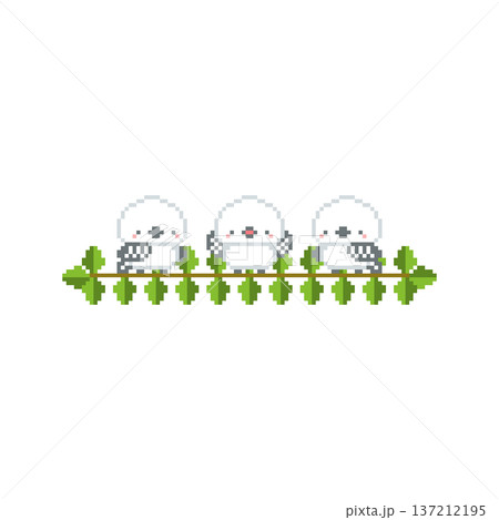 植物とシマエナガのドット絵 植物とシマエナガのドット絵 137212195